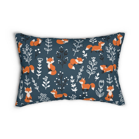 Happy Foxes Spun Polyester Lumbar Pillow - Puffin Lime