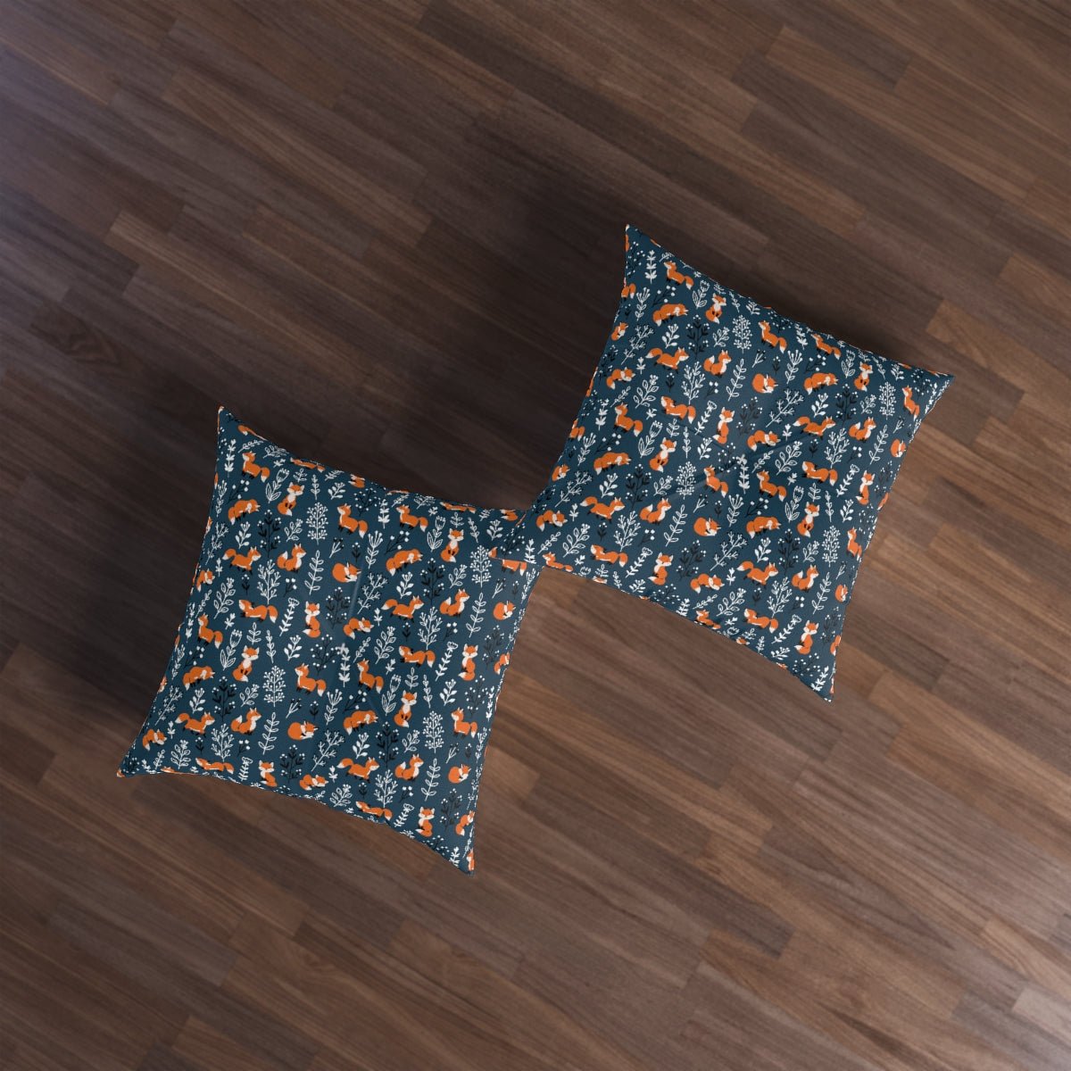 Happy Foxes Tufted Square Floor Pillow - Puffin Lime