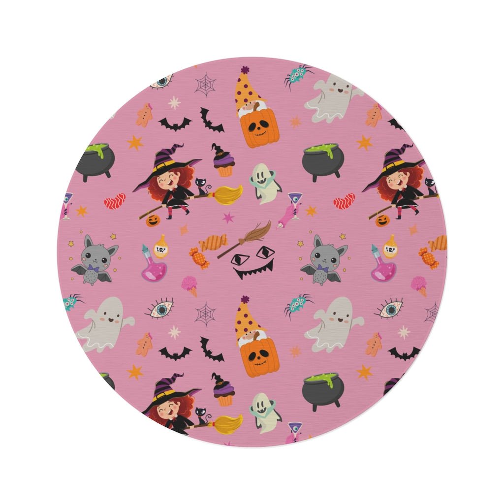 Happy Halloween Round Rug - Puffin Lime