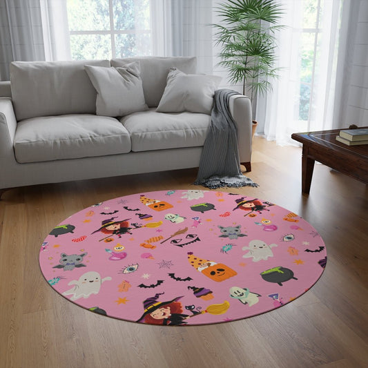 Happy Halloween Round Rug - Puffin Lime
