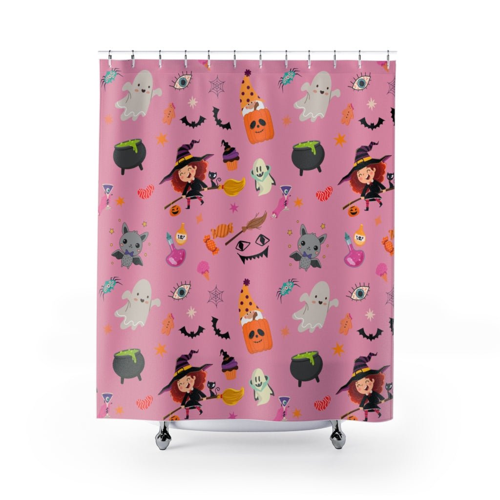 Happy Halloween Shower Curtain - Puffin Lime