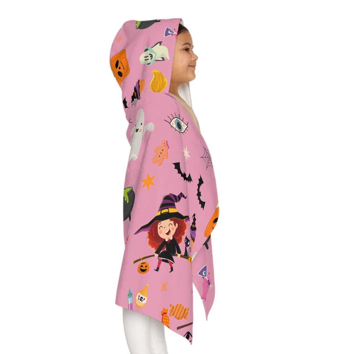 Happy Halloween Toddler Hooded Towel - Puffin Lime