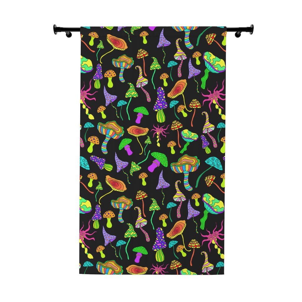 Happy Mushrooms Blackout Window Curtain (1 Piece) - Puffin Lime