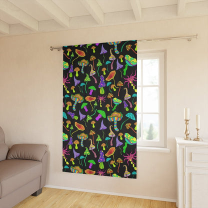 Happy Mushrooms Blackout Window Curtain (1 Piece) - Puffin Lime