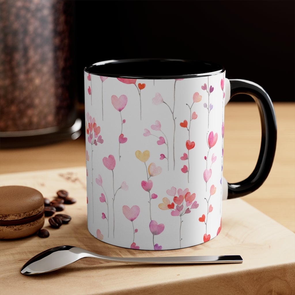 Heart Flowers Coffee Mug - Puffin Lime