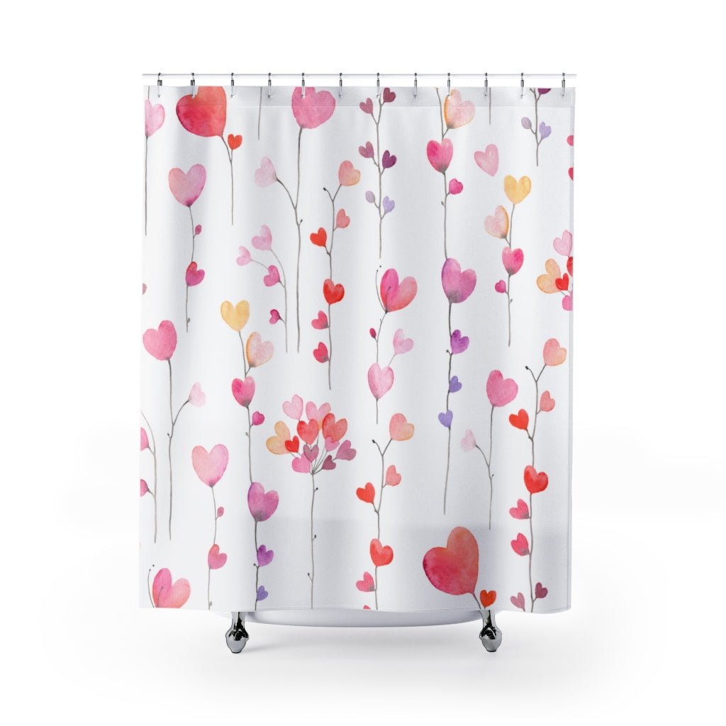 Heart Flowers Shower Curtains - Puffin Lime