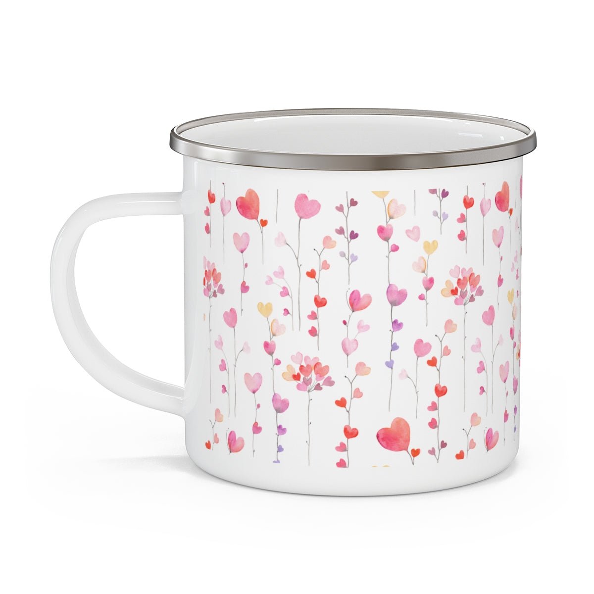 Heart Flowers Stainless Steel Camping Mug - Puffin Lime