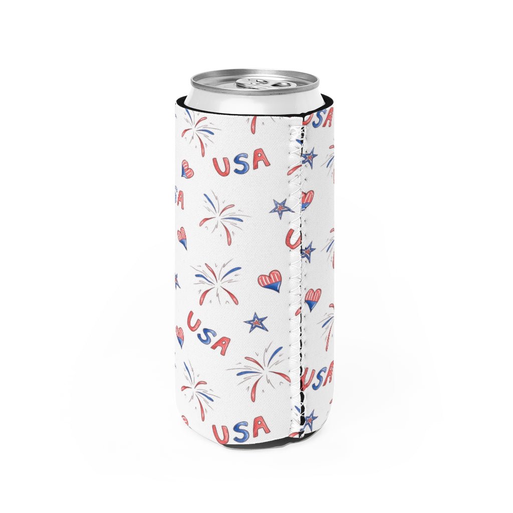 Hearts and Fireworks Slim Can Cooler - Puffin Lime