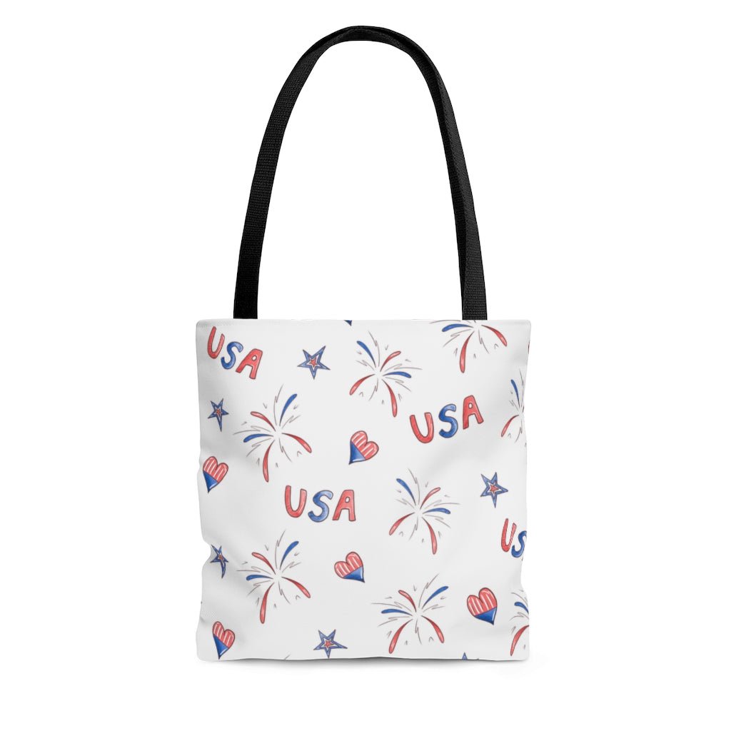 Hearts and Fireworks Tote Bag - Puffin Lime