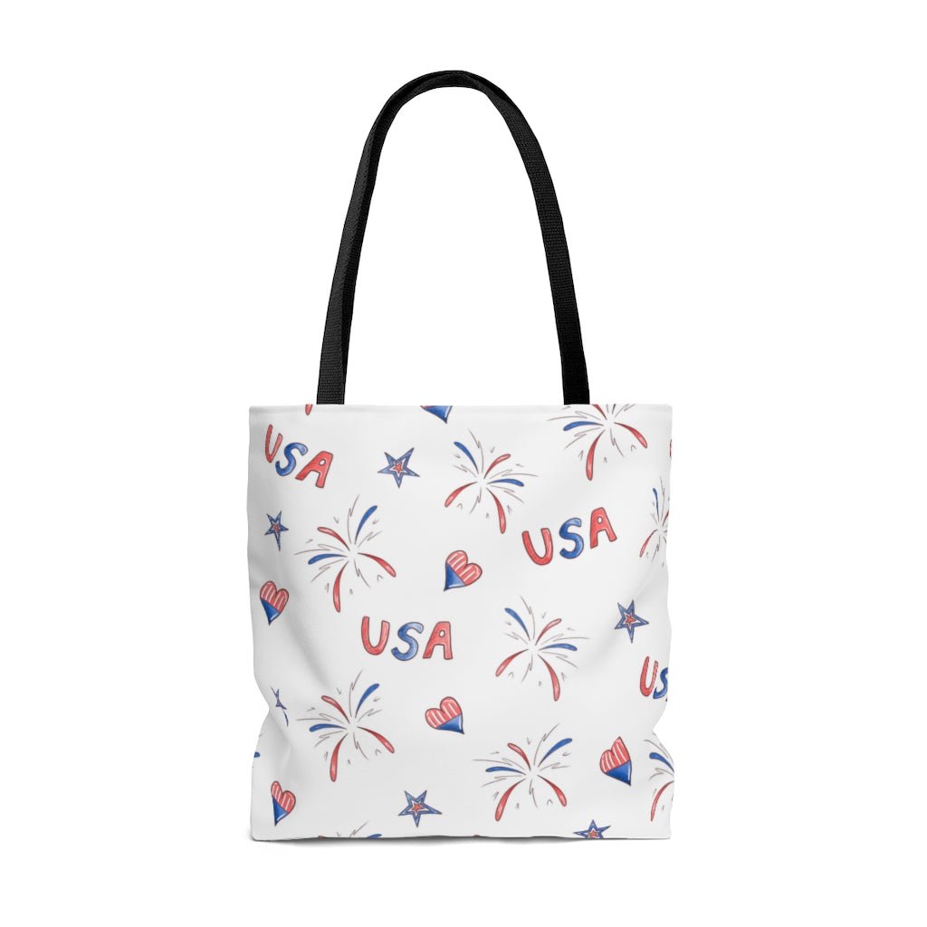 Hearts and Fireworks Tote Bag - Puffin Lime