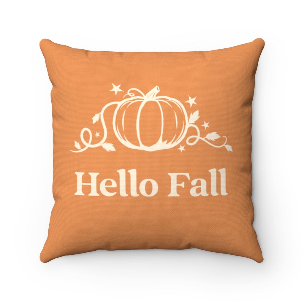Hello Fall Orange Pillow Cover, Fall Decor, Pumpkin, Autumn, Fall Home Decor, Autumn Decor Pillow, Thanksgiving, Farm House Decor