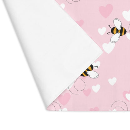 Honey Bee Hearts Cotton Placemat - Puffin Lime