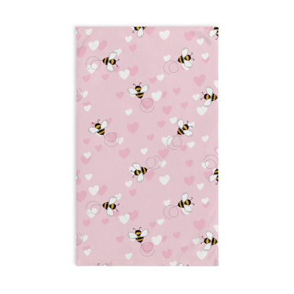 Honey Bee Hearts Hand Towel - Puffin Lime