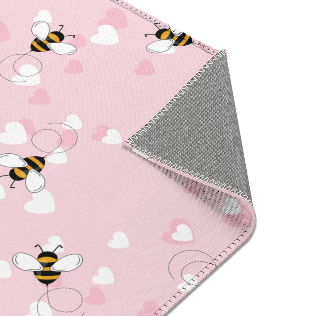Honey Bee Hearts Rug 36"x24" - Puffin Lime