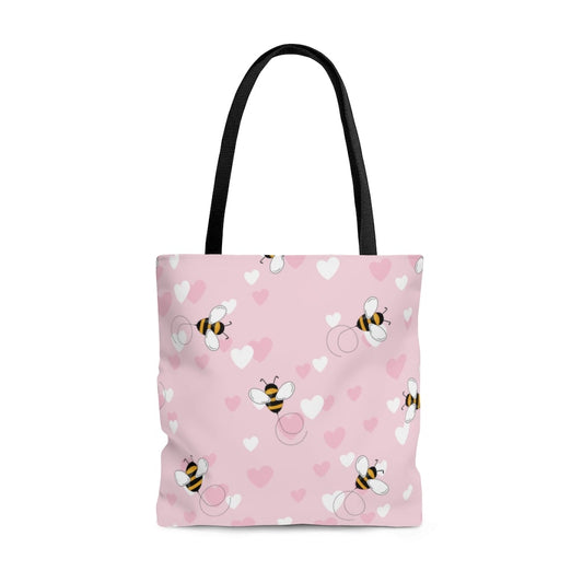 Honey Bee Hearts Tote Bag - Puffin Lime