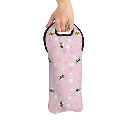Honey Bee Hearts Wine Tote Bag - Puffin Lime