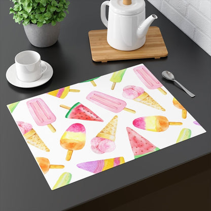 Ice Cream Cones and Popsicles Placemat - Puffin Lime