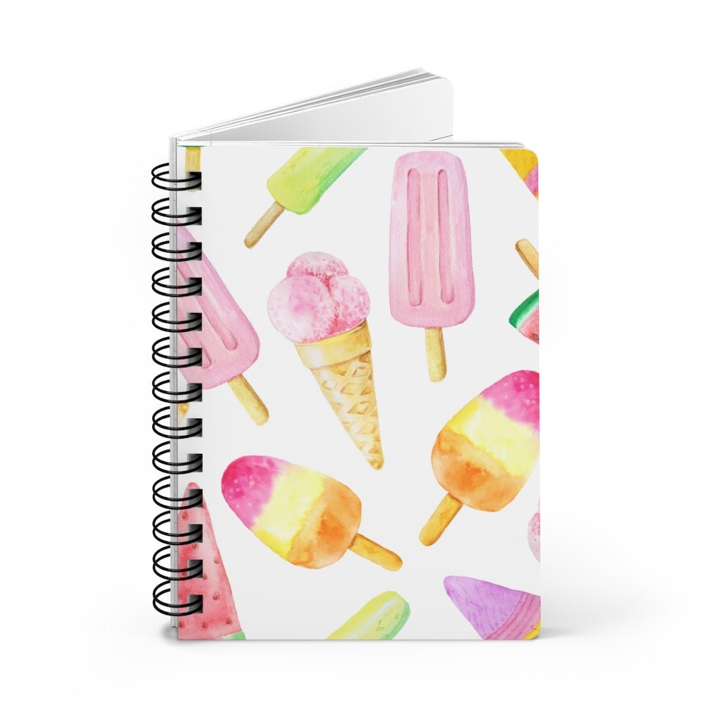Ice Cream Cones and Popsicles Spiral Bound Journal - Puffin Lime
