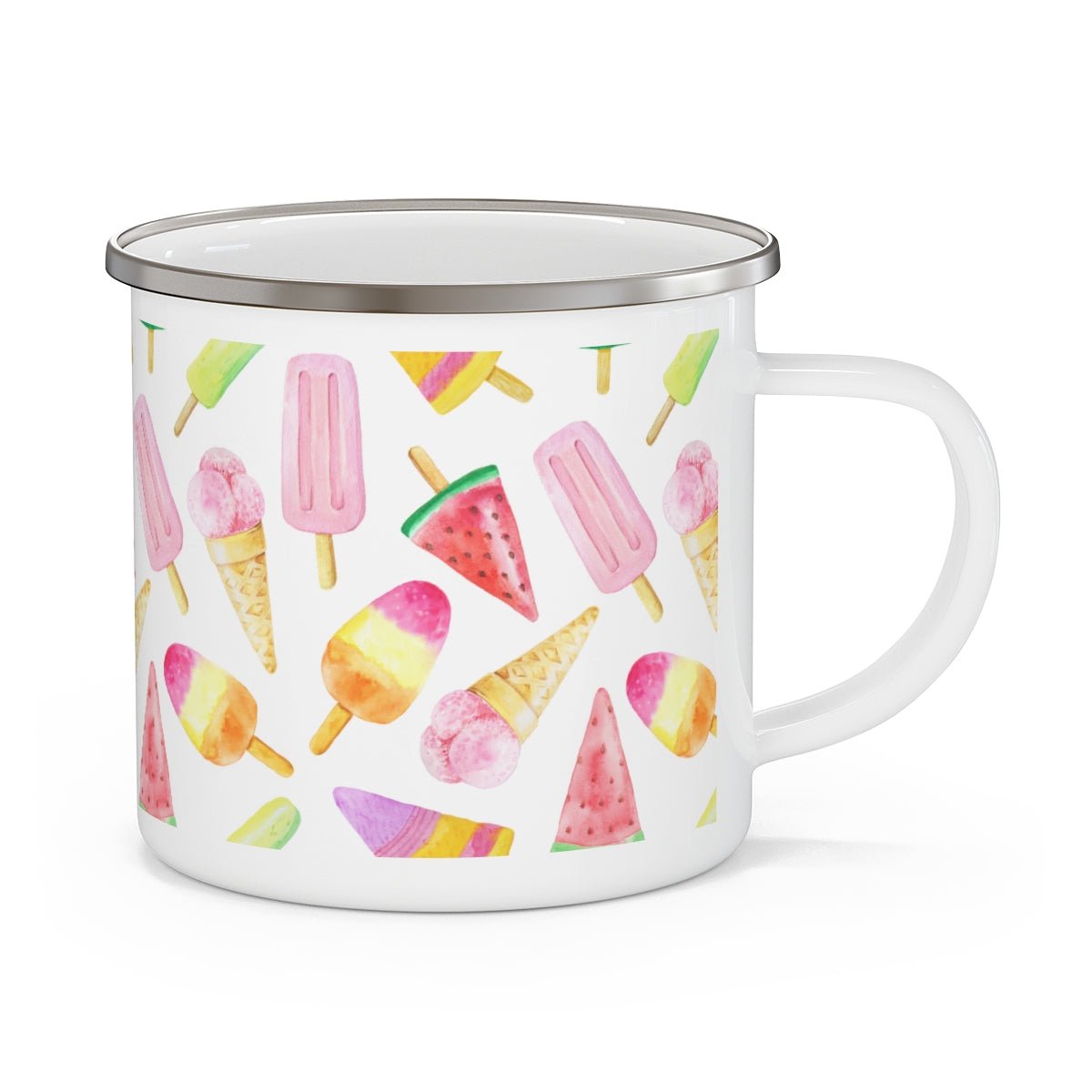 Ice Cream Cones and Popsicles Stainless Steel Camping Mug - Puffin Lime