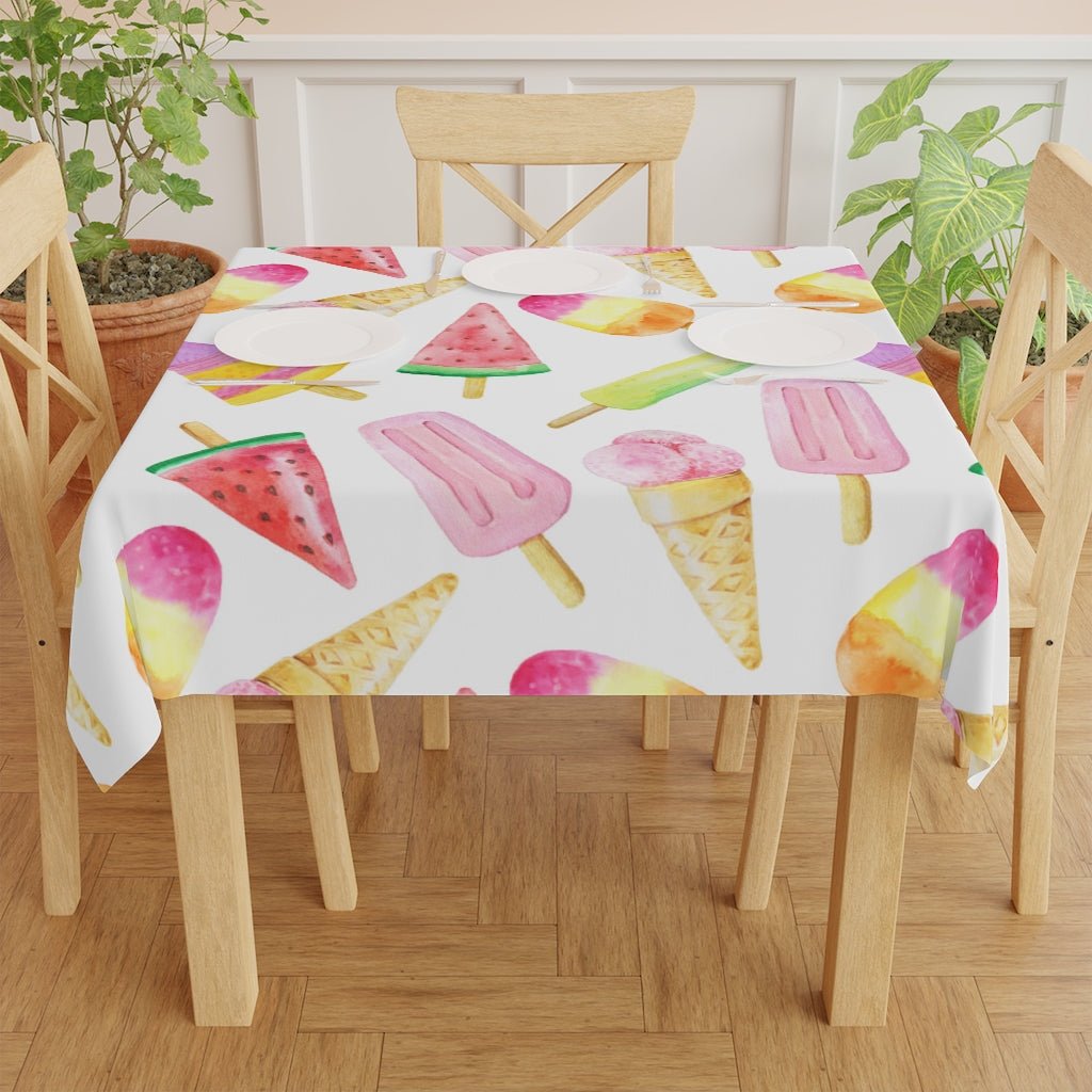 Ice Cream Cones and Popsicles Table Cloth - Puffin Lime