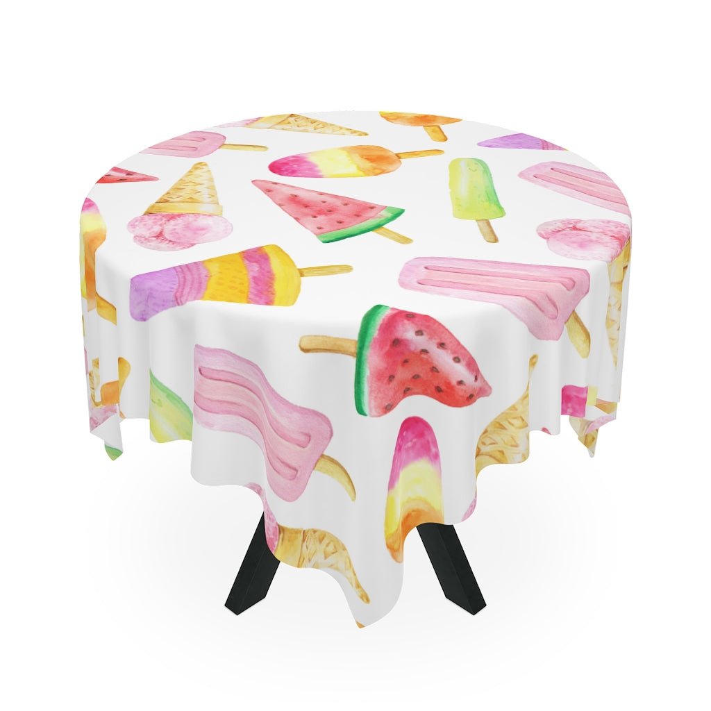 Ice Cream Cones and Popsicles Table Cloth - Puffin Lime