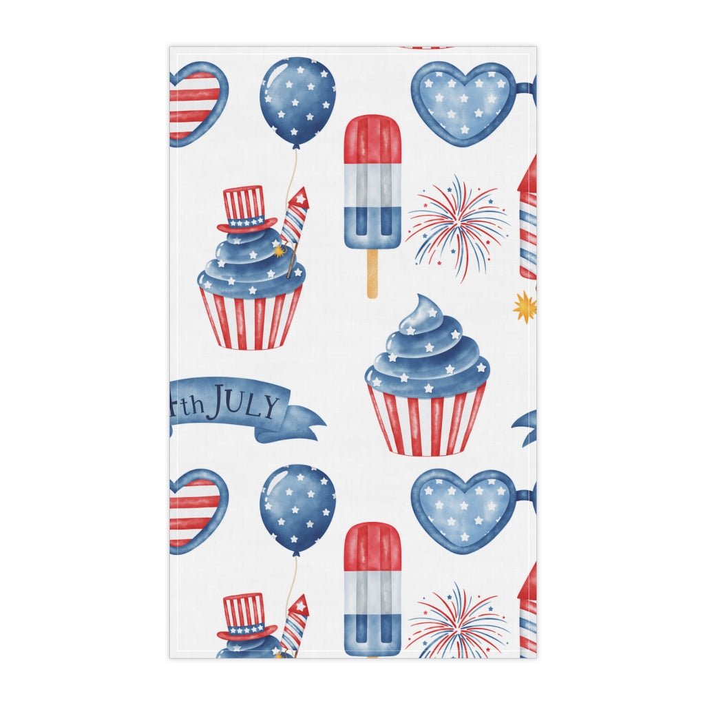 Independence Day Popsicles and Cupcakes Kitchen Towel - Puffin Lime