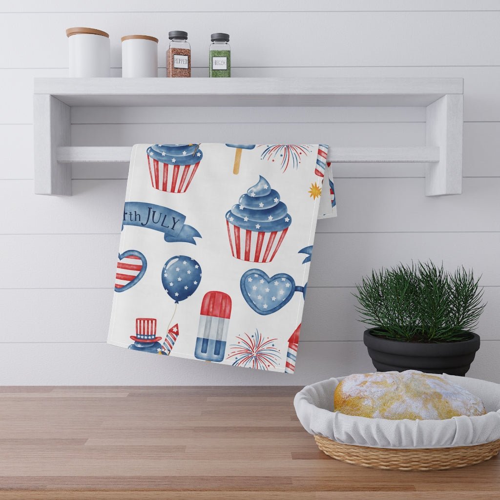 Independence Day Popsicles and Cupcakes Kitchen Towel - Puffin Lime