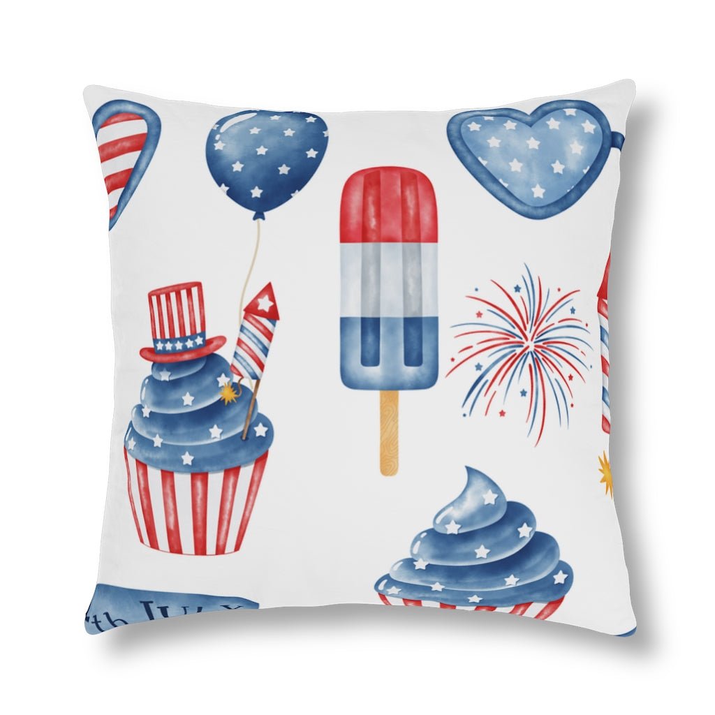 Independence Day Popsicles and Cupcakes Outdoor Pillow - Puffin Lime