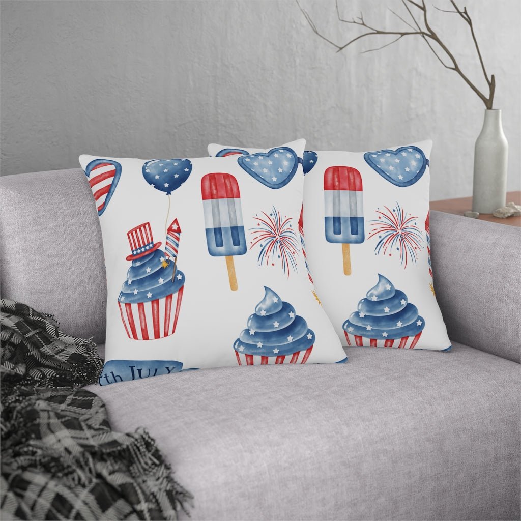 Independence Day Popsicles and Cupcakes Outdoor Pillow - Puffin Lime