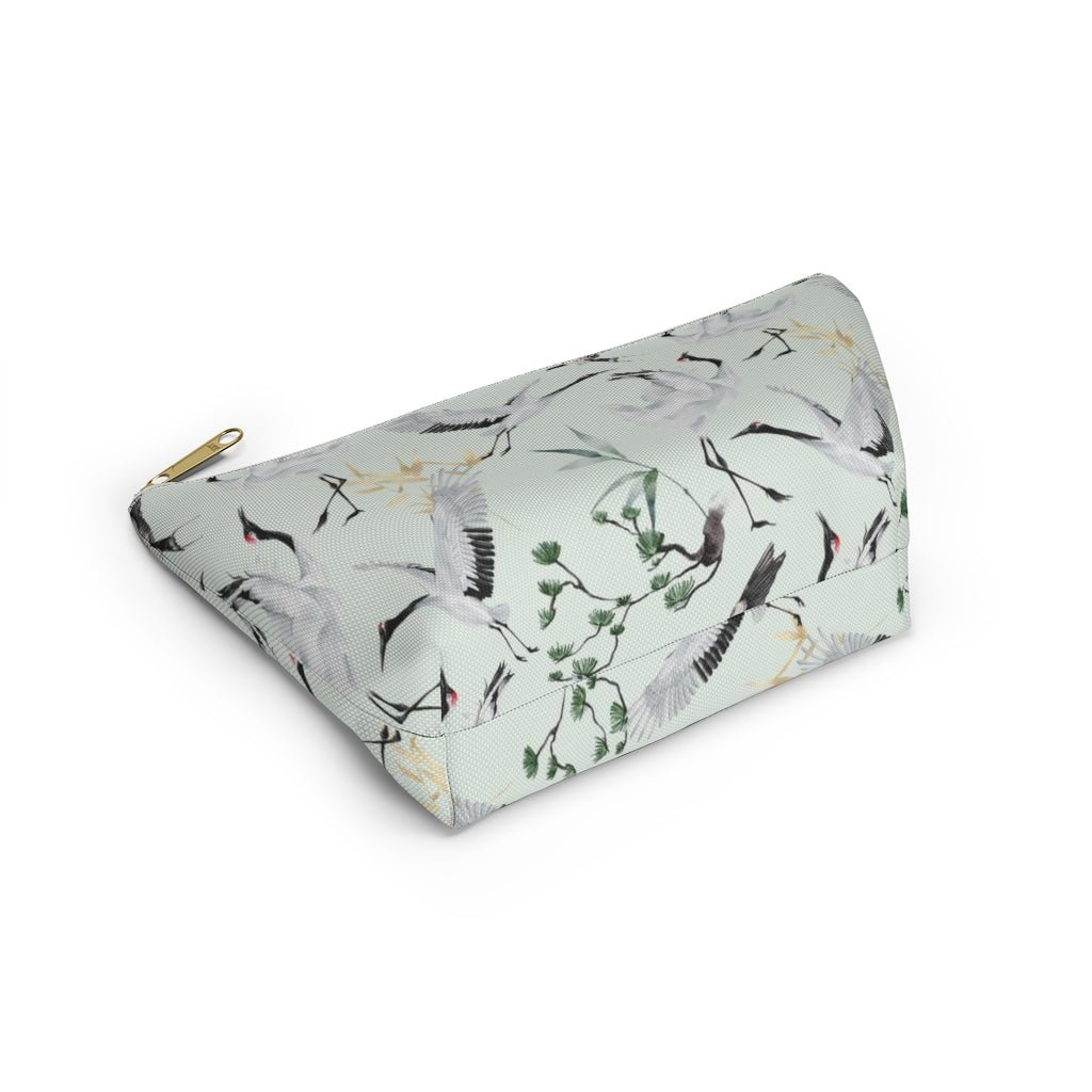 Japanese Cranes Accessory Pouch w T-bottom - Puffin Lime