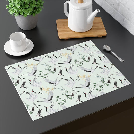 Japanese Cranes Placemat - Puffin Lime