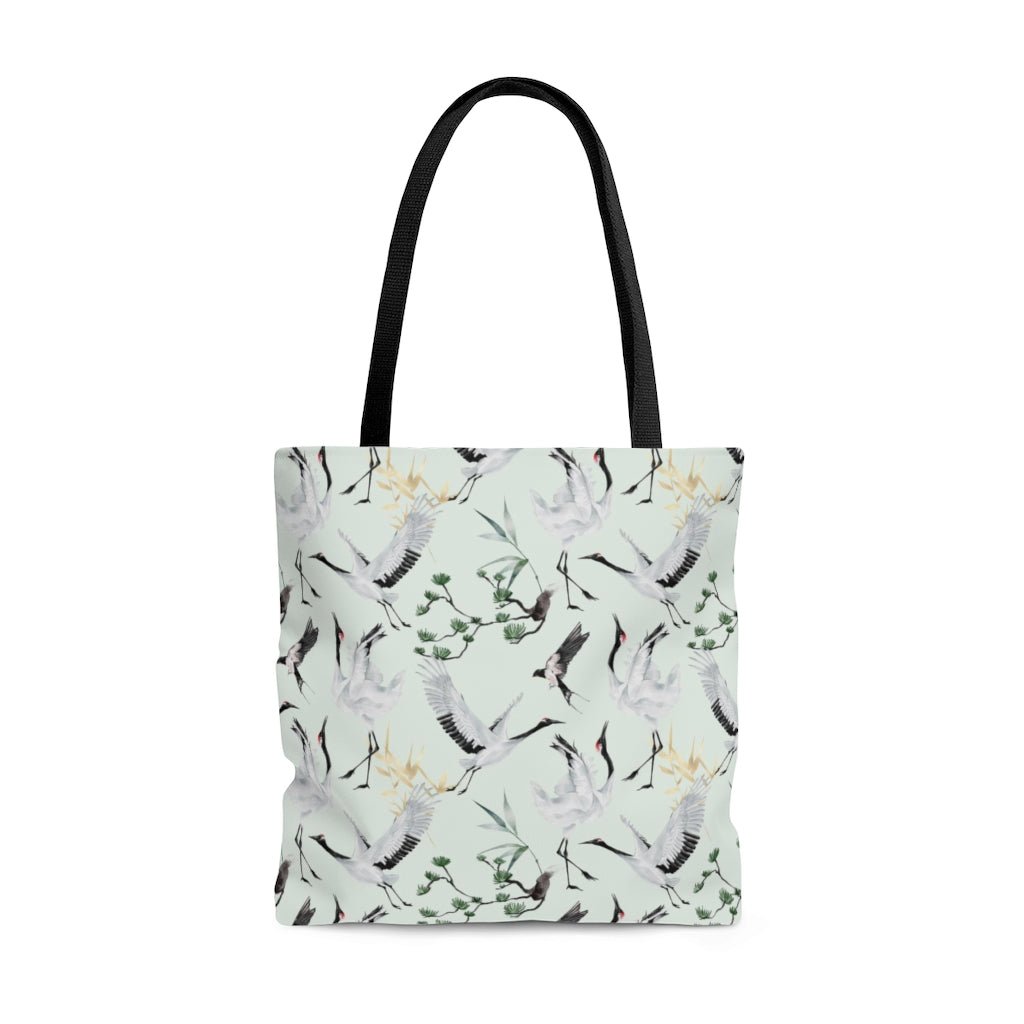 Japanese Cranes Tote Bag - Puffin Lime