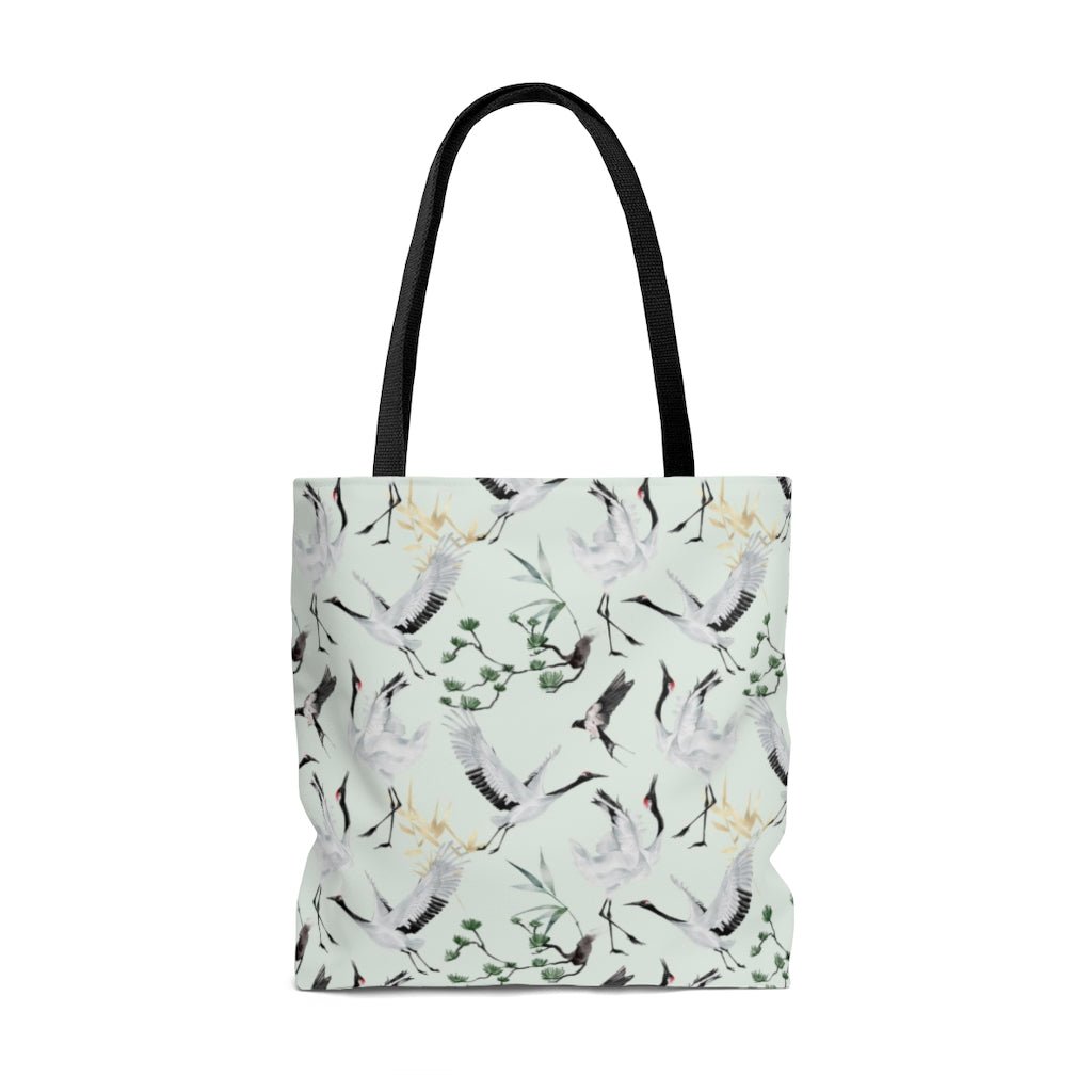 Japanese Cranes Tote Bag - Puffin Lime