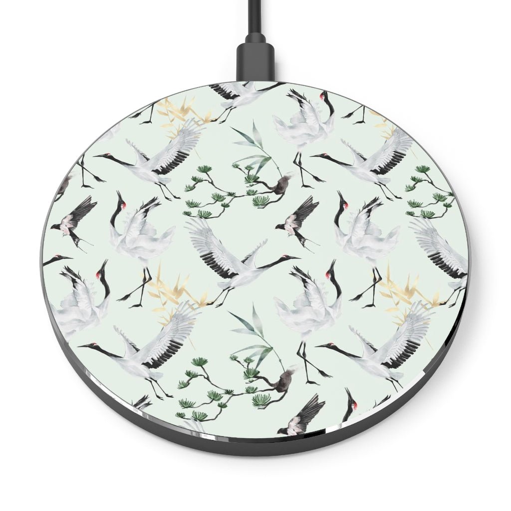 Japanese Cranes Wireless Charger - Puffin Lime