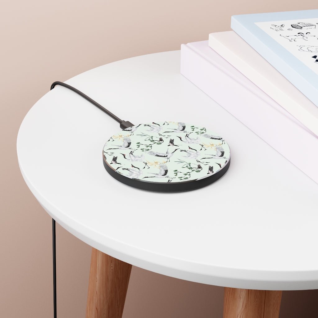 Japanese Cranes Wireless Charger - Puffin Lime