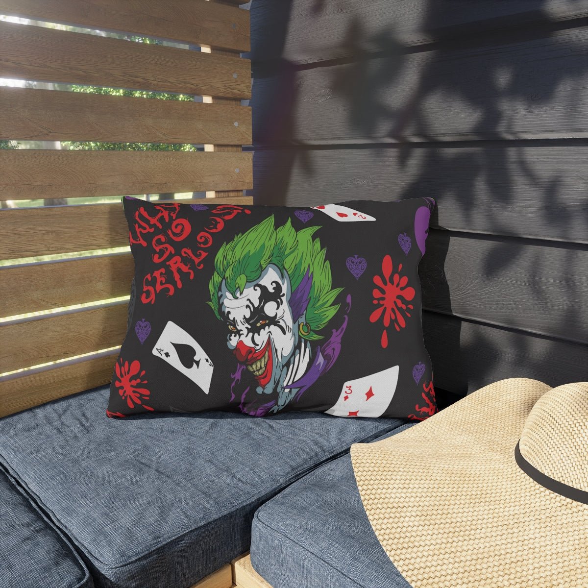 Joker and Poker Cards Outdoor Pillow - Puffin Lime