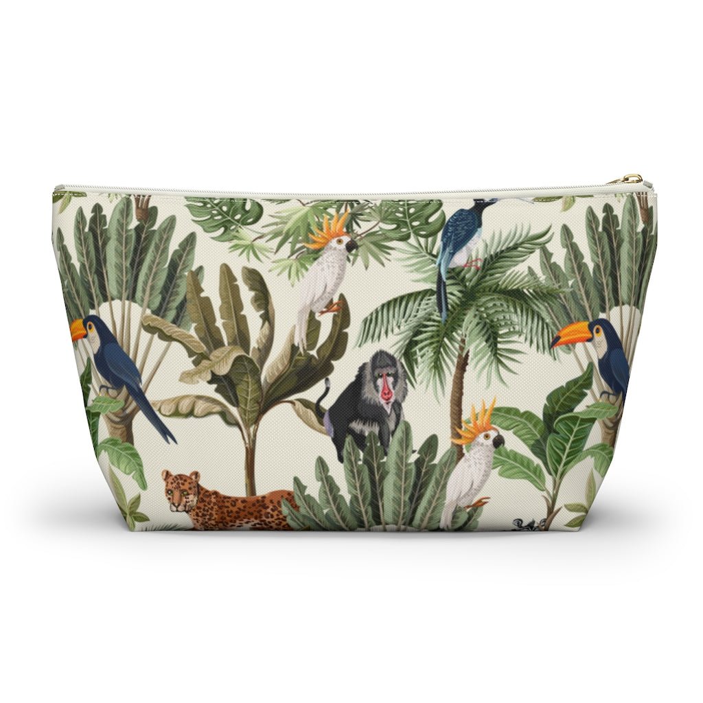 Jungle Animals Accessory Pouch w T-bottom - Puffin Lime