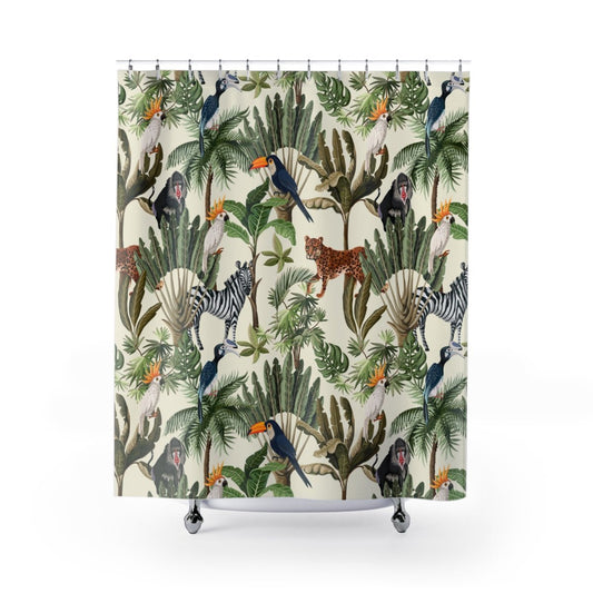 Jungle Animals Shower Curtains - Puffin Lime