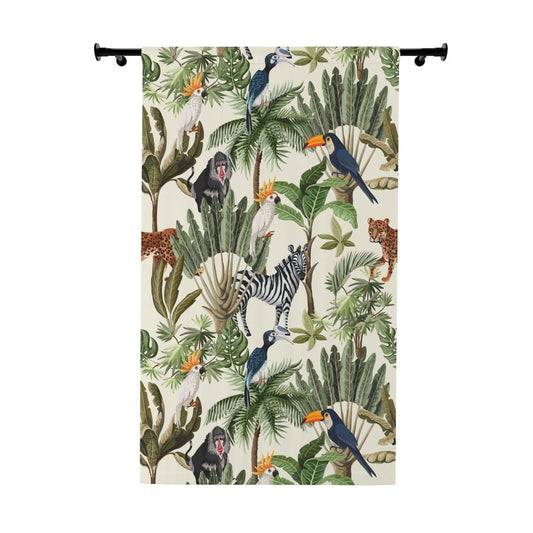 Jungle Animals Window Curtains (1 Piece) - Puffin Lime