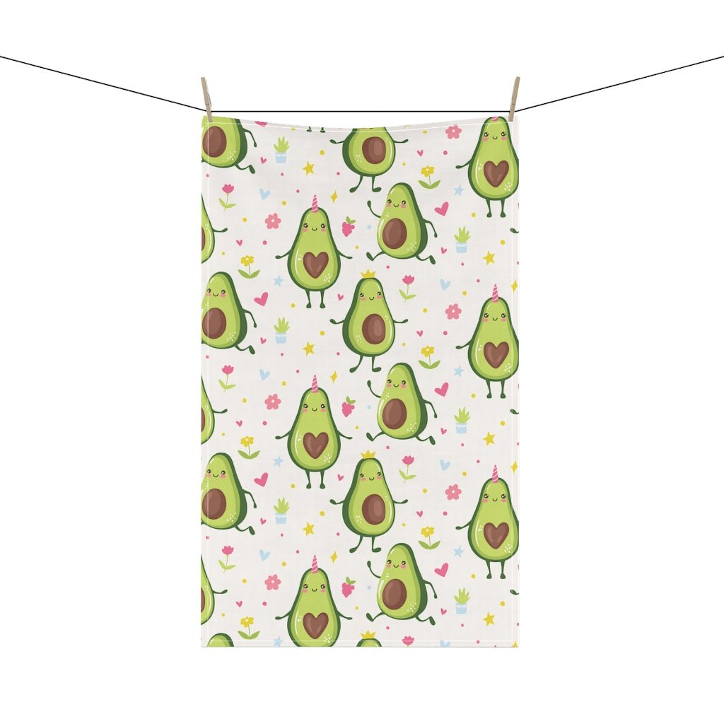 Kawaii Avocados Kitchen Towel - Puffin Lime