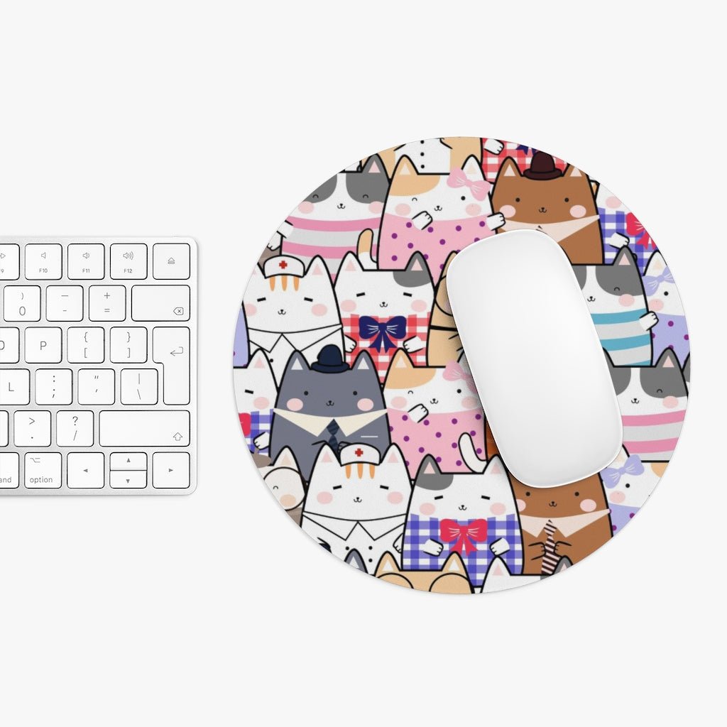 Kawaii Cats Mouse Pad - Puffin Lime