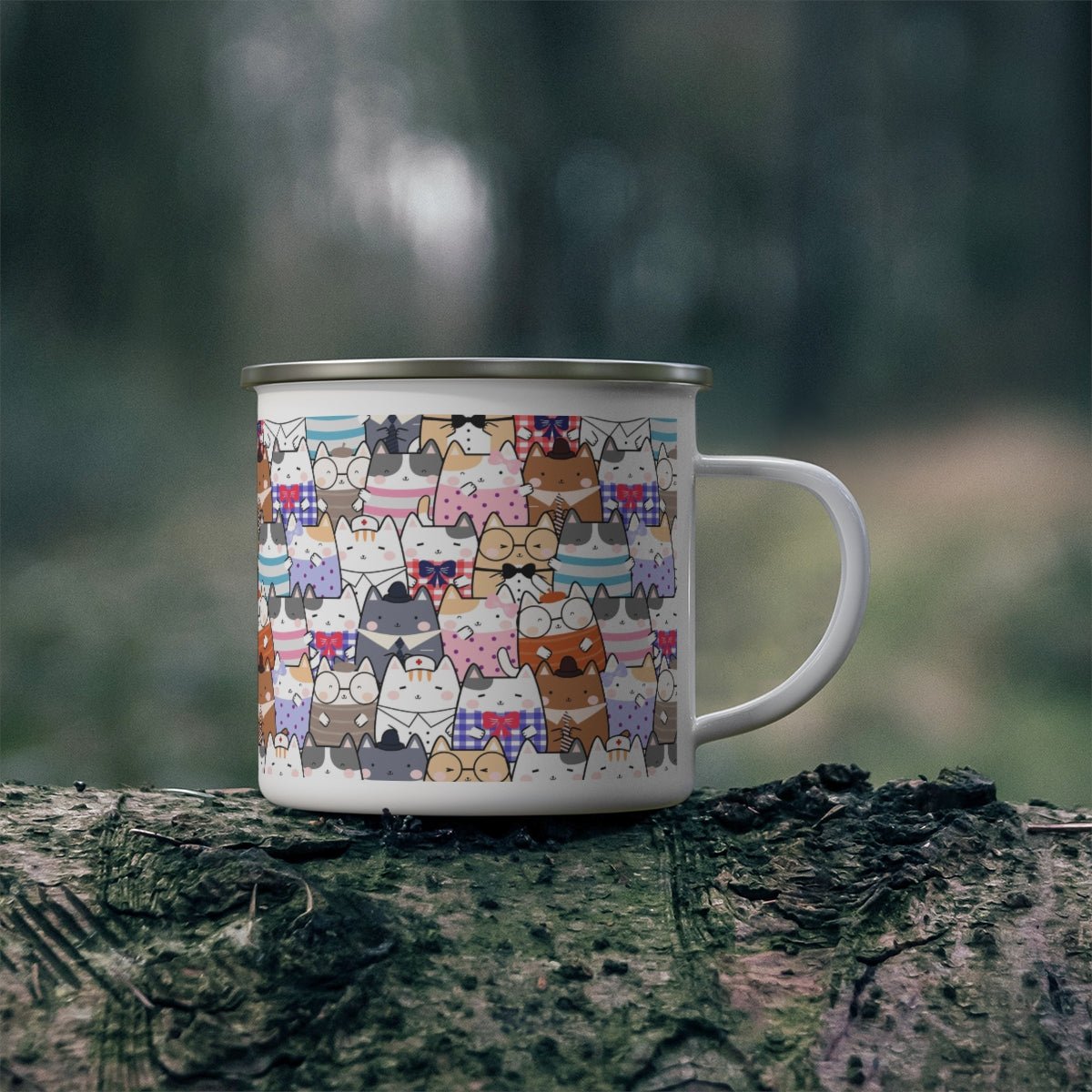 Kawaii Cats Stainless Steel Camping Mug - Puffin Lime
