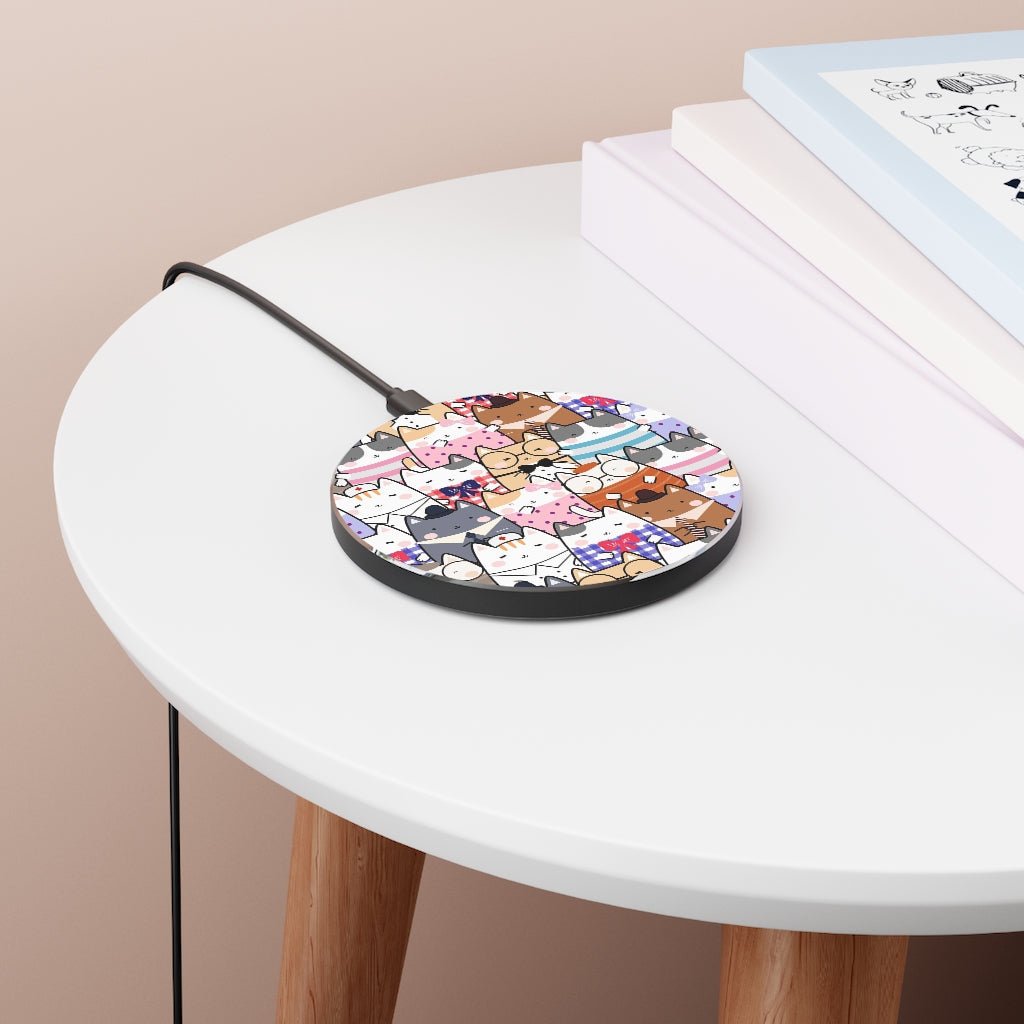 Kawaii Cats Wireless Charger - Puffin Lime