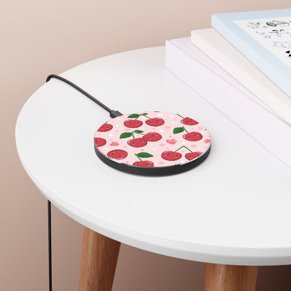 Kawaii Cherries Wireless Charger - Puffin Lime