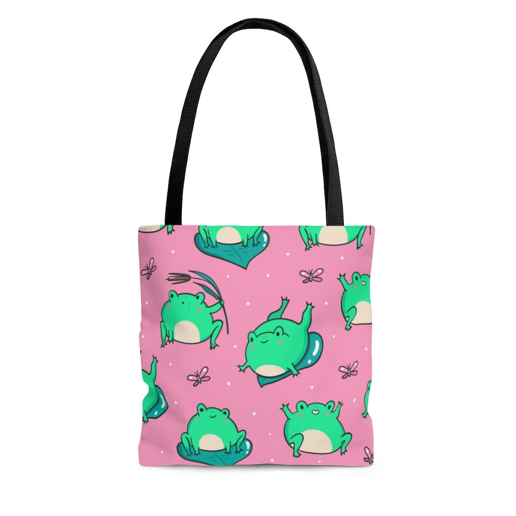 Kawaii Frogs Tote Bag - Puffin Lime