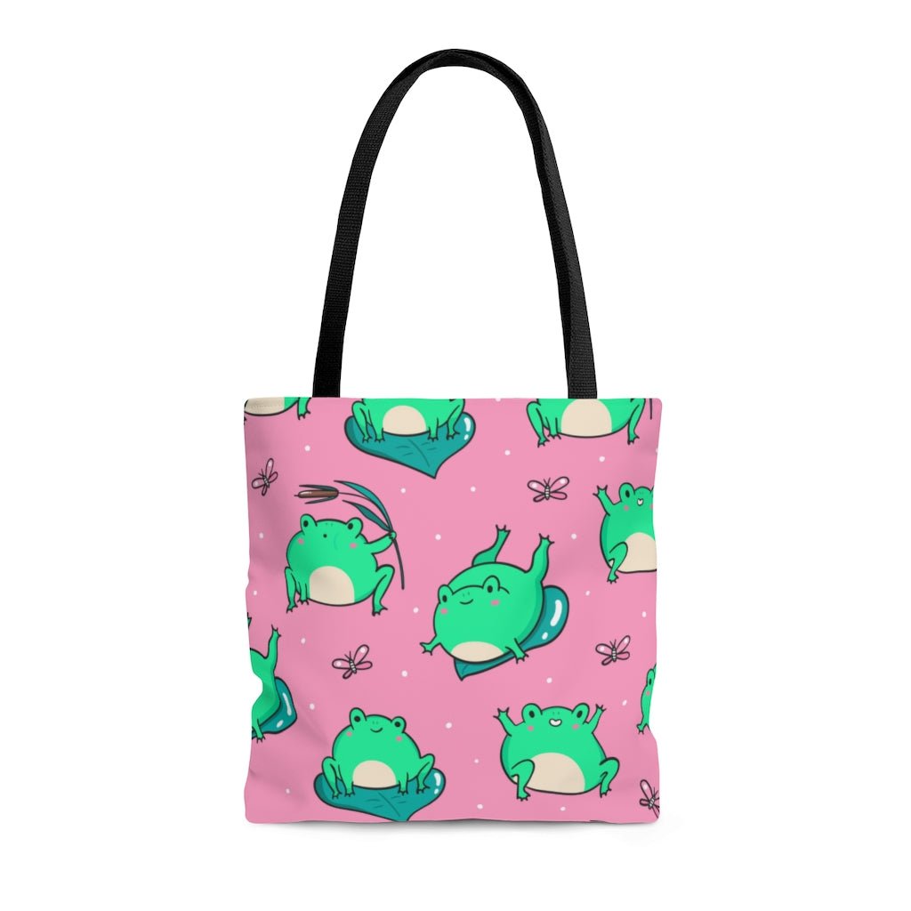 Kawaii Frogs Tote Bag - Puffin Lime