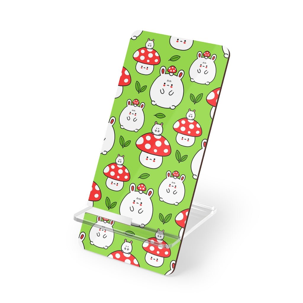 Kawaii Mushrooms Mobile Display Stand for Smartphones - Puffin Lime