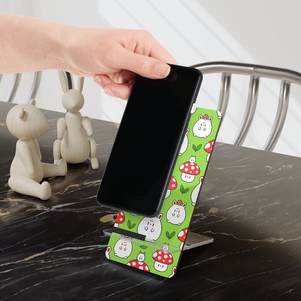 Kawaii Mushrooms Mobile Display Stand for Smartphones - Puffin Lime