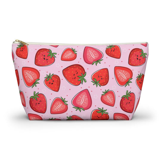 Kawaii Strawberries Accessory Pouch w T-bottom - Puffin Lime