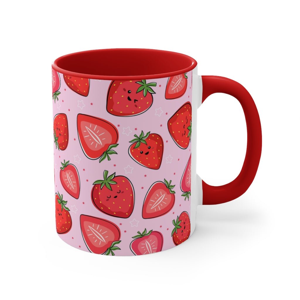 Kawaii Strawberries Coffee Mug - Puffin Lime